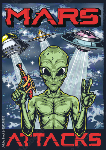Mars attacks flyer vintage colorful