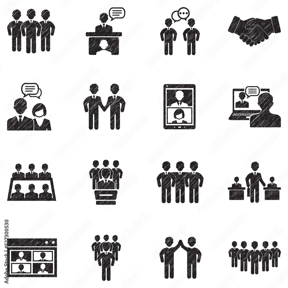 Business Partnership Icons. Black Scribble Design. Vector Illustration. Business Partnership Icons. Black Scribble Design. Vector Illustration.