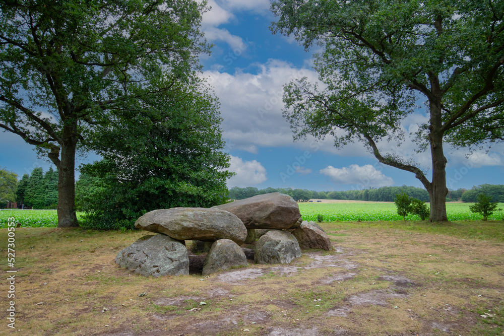 Dolmen D28, Buinen, municipality of Borger-Odoorn in the Dutch province of Drenthe is a Neolithic Tomb and protected historical monument in an natural environment