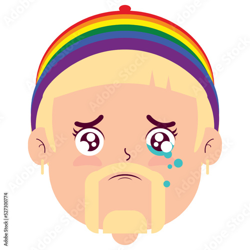 LGBTQ man crying face cartoon cute