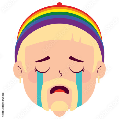 LGBTQ man crying face cartoon cute