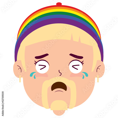 LGBTQ man crying face cartoon cute