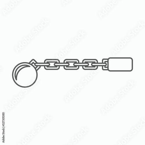 shackle icon, pensioner vector, chain and ball illustration
