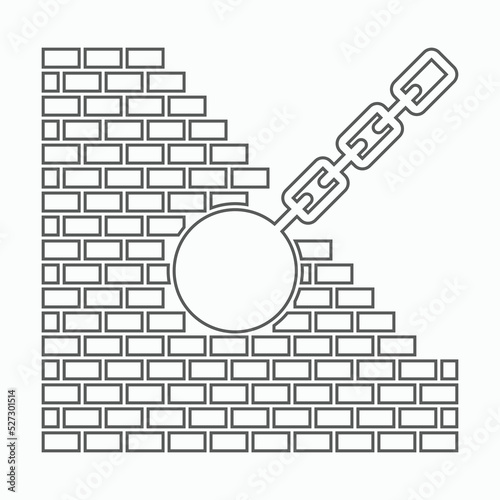 wrecking ball icon, chain ball vector