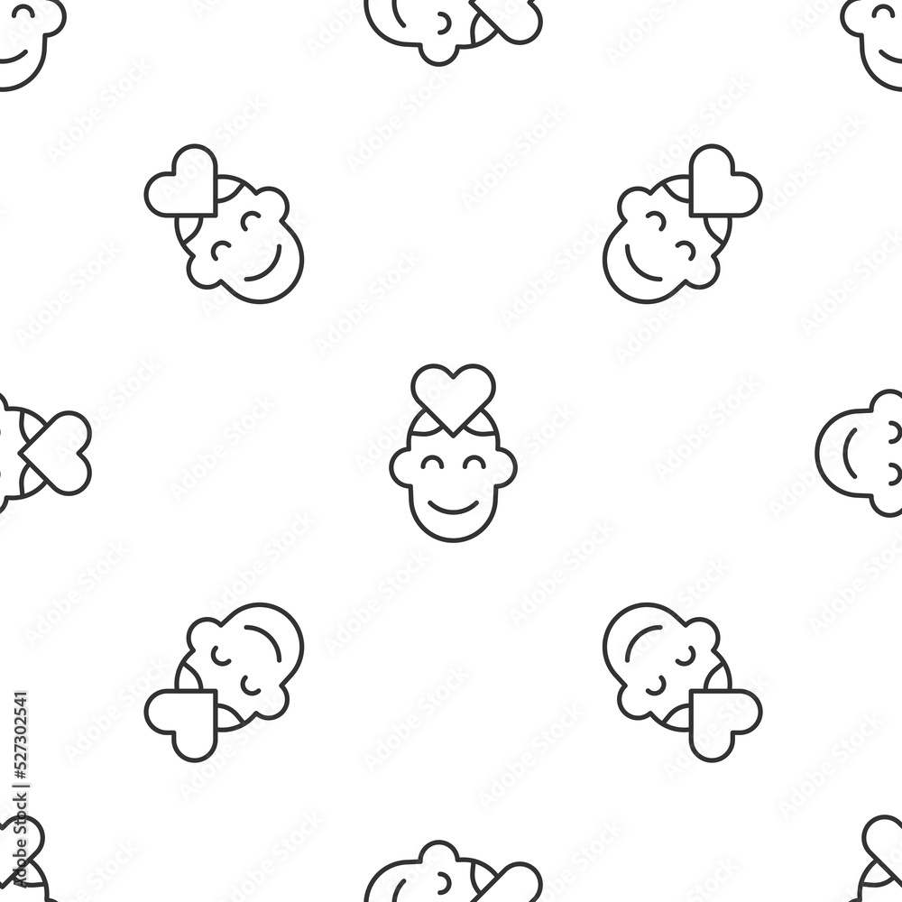 Grey line Volunteer icon isolated seamless pattern on white background. Vector
