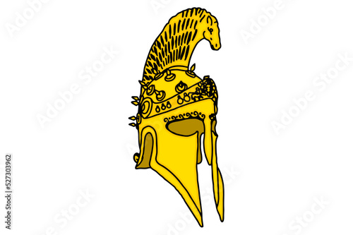 Golden gladiator war helmet Vector