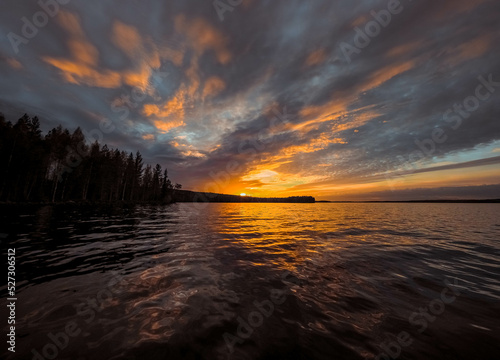 sunset over the lake