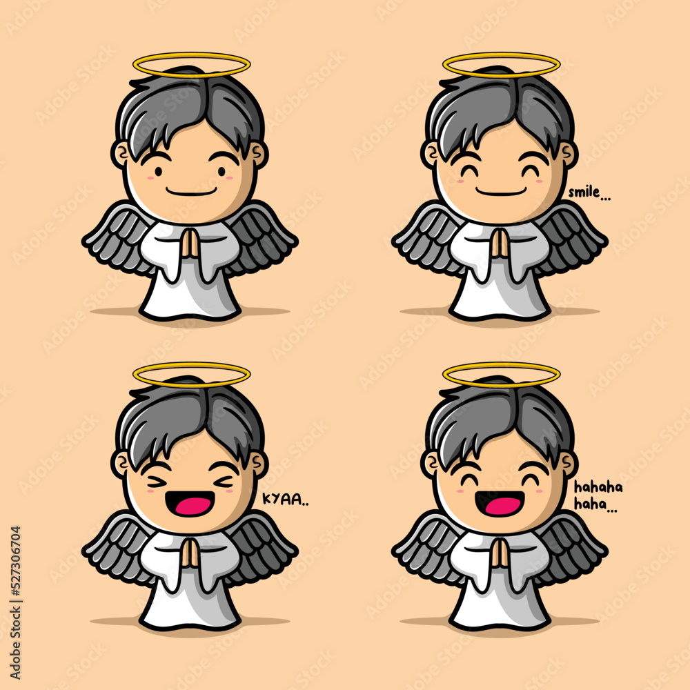 vector illustration of cute little angel emoji vector illustration of cute little angel emoji