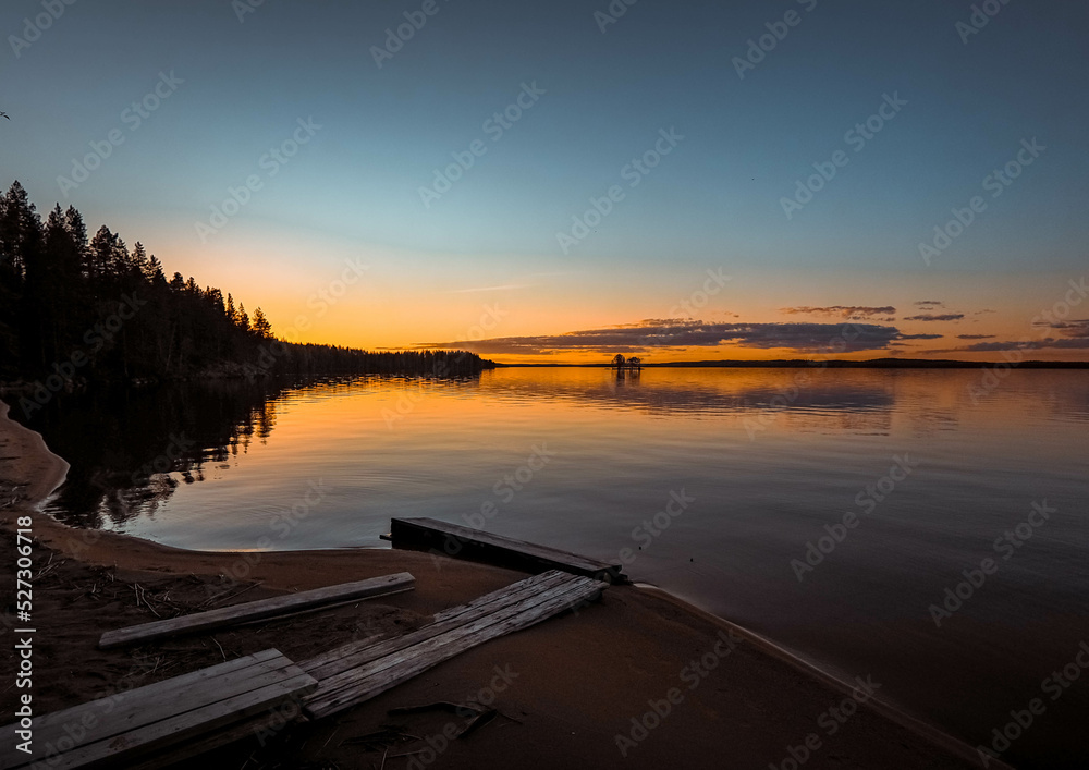 Fototapeta premium sunset over the river