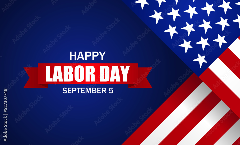 USA Happy Labor Day lettering and flag illustration. Suitable for Poster, Banners, background and greeting card. 