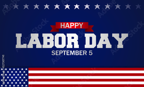 USA Happy Labor Day lettering and flag illustration. Suitable for Poster, Banners, background and greeting card. 