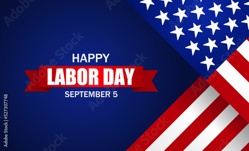 USA Happy Labor Day lettering and flag illustration. Suitable for Poster, Banners, background and greeting card. 