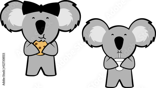  koala cartoon eat pack collection illustration in vector format