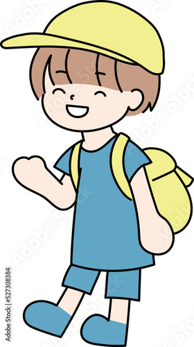 遠足に行くリュックを背負った男の子