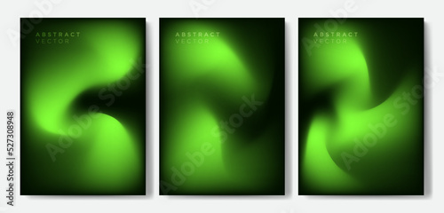 Minimalist mystic green gradient cover backgrounds vector set with modern liquid color. Modern wallpaper design for presentation, posters, cover, website and banner
