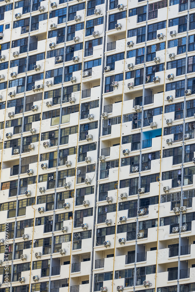 Close up of regular and neat balcony windows on a residential building in the city Close up of regular and neat balcony windows on a residential building in the city