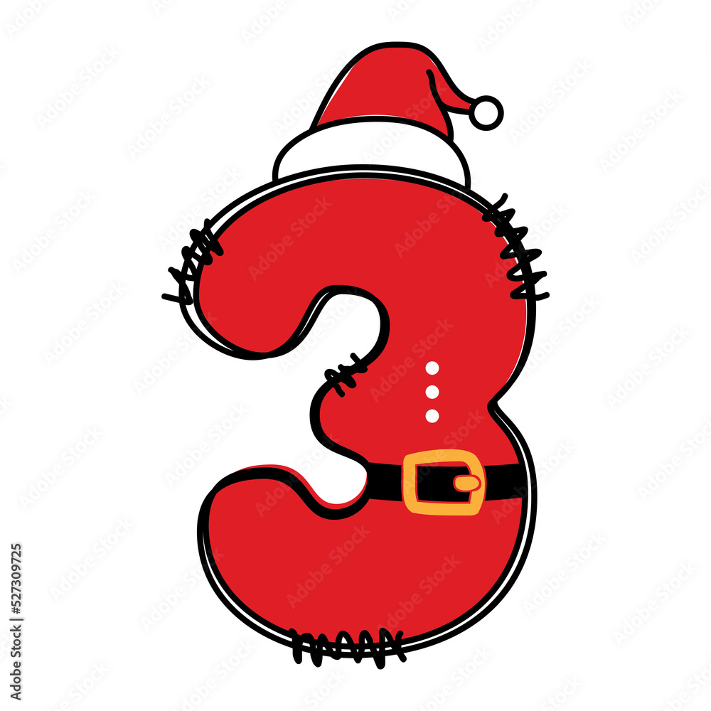 3 Santa Numbers Christmas Numbers Font