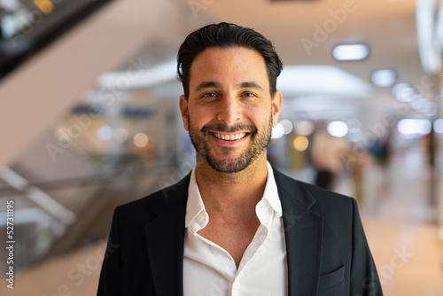Fotografie, Obraz Face of happy handsome Hispanic businessman smiling