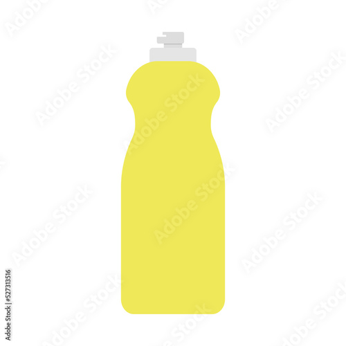 Plastic bottle of detergent clipart vector illustration. Yellow liquid detergent bottle for dish washing flat style vector design. Dish soap sign web icon, logo clipart. Domestic and household concept