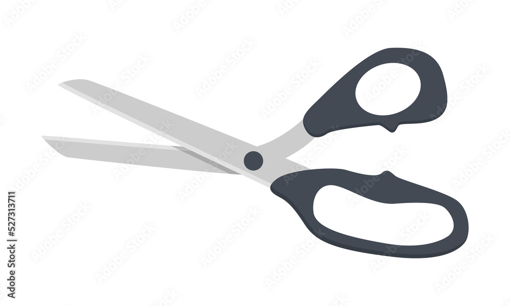Kitchen scissors clipart vector illustration. Realistic scissors with black handle flat vector design. Simple black scissors sign icon. Scissors cartoon clipart. Kitchen utensils concept symbol Kitchen scissors clipart vector illustration. Realistic scissors with black handle flat vector design. Simple black scissors sign icon. Scissors cartoon clipart. Kitchen utensils concept symbol
