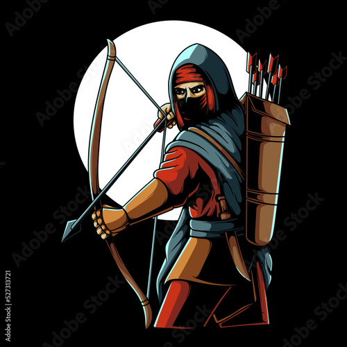 Arabian muslim warrior holding arrow vector illustration