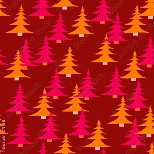 Happy Gaudy Christamas Trees - PINK ORANGE RED