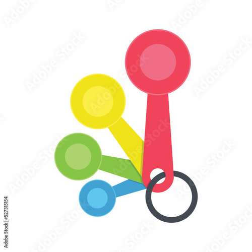 Measuring spoon clipart vector illustration. Colorful measuring spoon for cooking flat vector design. Simple measuring spoons sign icon. Plastic measuring spoon cartoon clipart. Kitchen concept