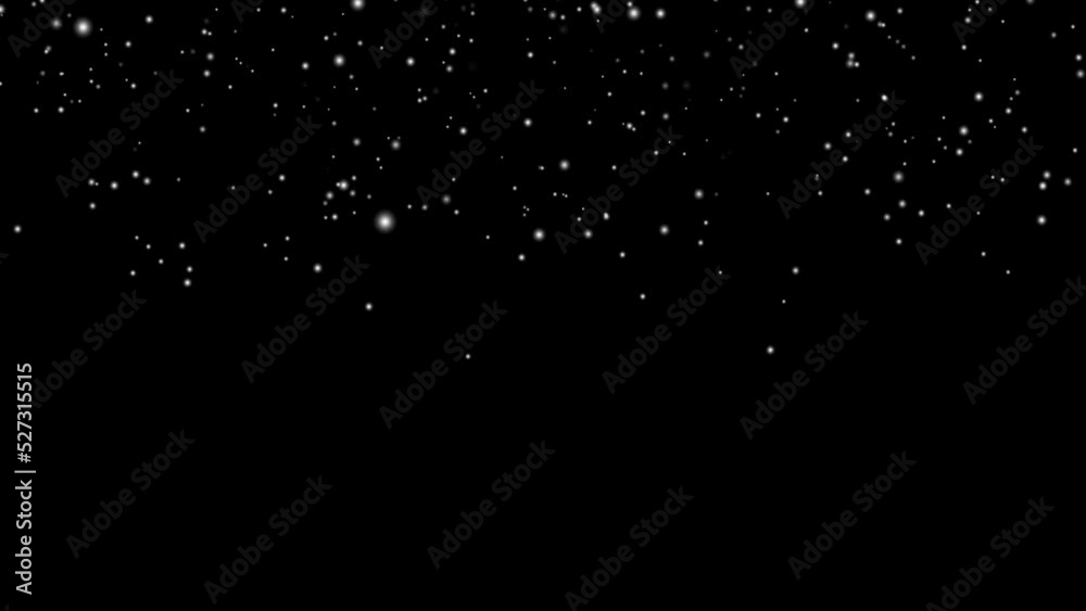 Realistic falling snowflakes. Slow motion snowfall. Overlay for winter. Black background. 29,97 fps