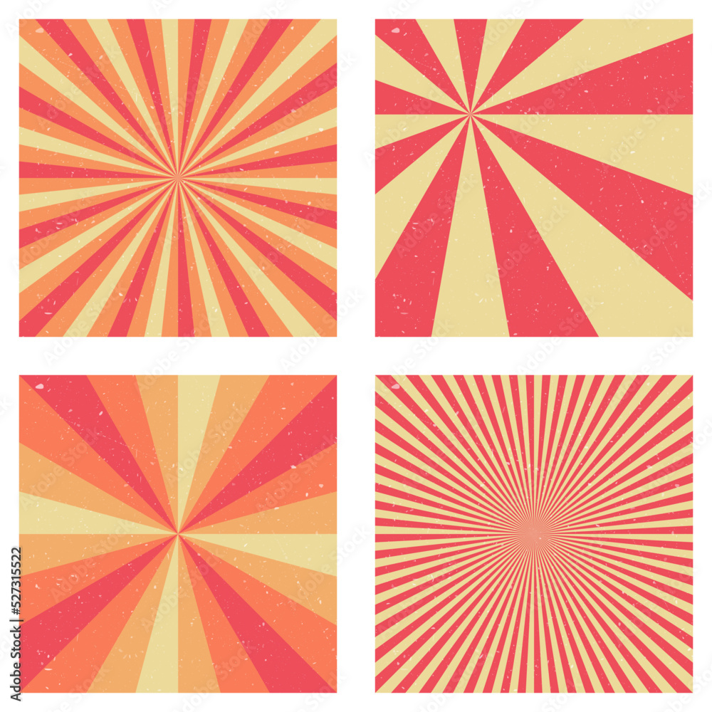 Amazing vintage backgrounds. Abstract sunburst covers with radial rays. Stylish vector illustration.