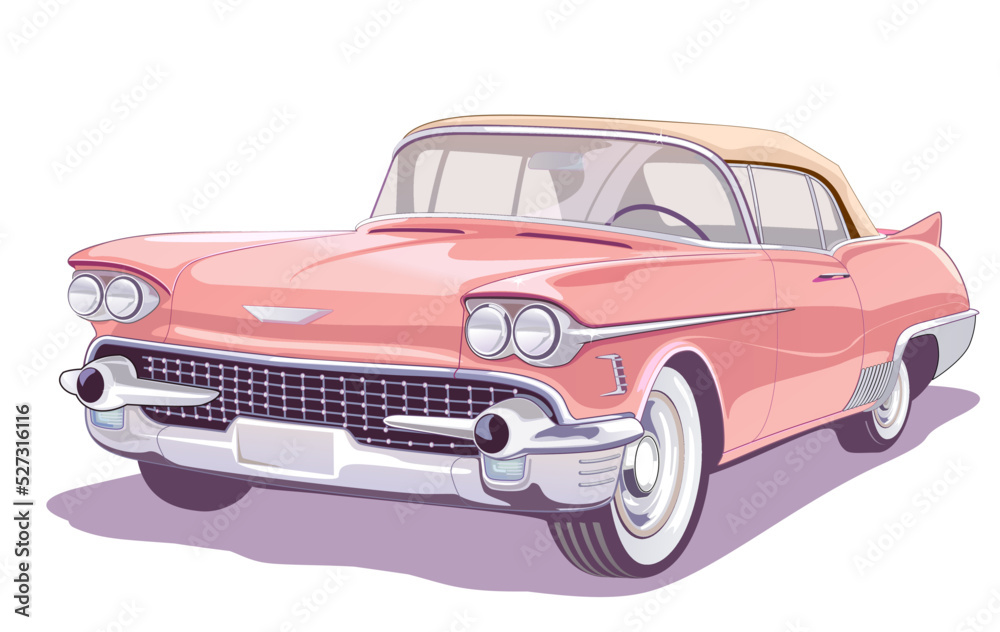 American vintage legendary car. Vector illustration isolated on white background
