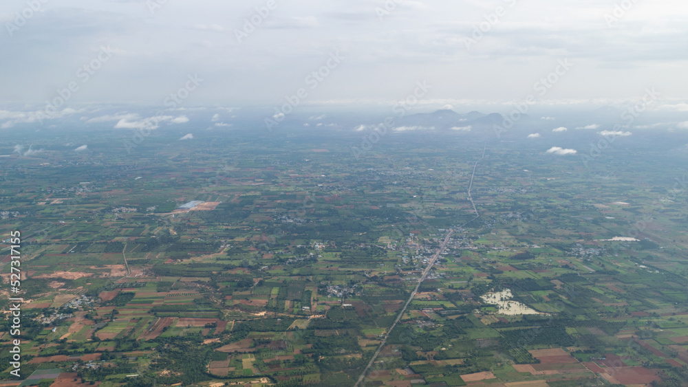 Flying Above Birds’ Eye View Through Clouds At Bangalore Karnataka India