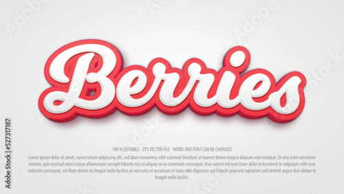 Red berry 3d editable text effect template