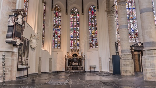 Interior of the New Church of Delft Netherlands. Church in which the royal famiy of the Netherlands is buried