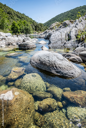 Pure and fresh water natural pool of Travu River, Corsica, France, Europe