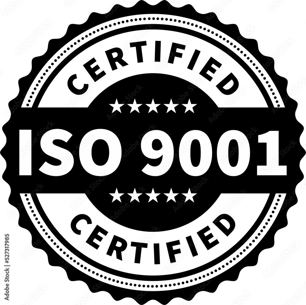 ISO 9001 Certified badge, icon. Certification stamp. Flat design vector. png stock illustration.