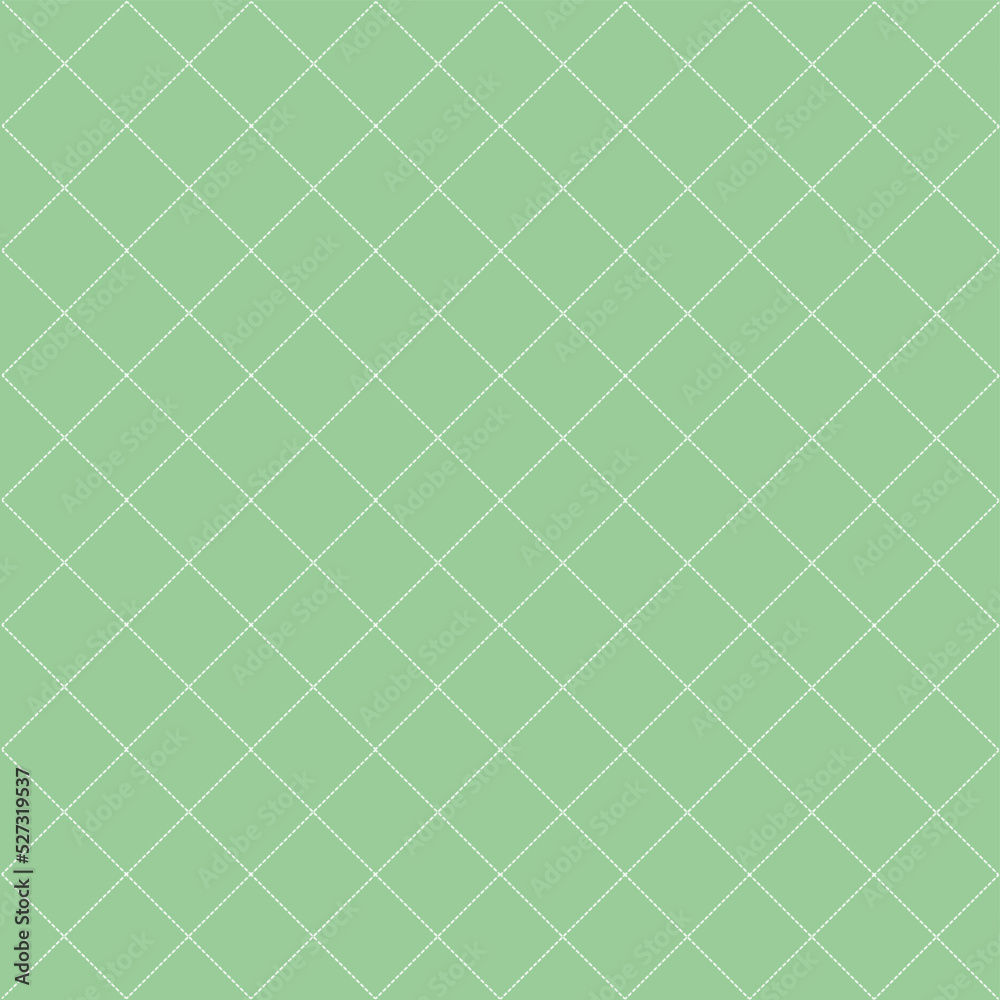 Abstract green square fabric pattern minimal , white dashed line quilt pattern, bed sheet pattern, handkerchief pattern. Abstract green square fabric pattern minimal , white dashed line quilt pattern, bed sheet pattern, handkerchief pattern.