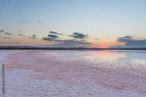 Sunset in the almost dry salt flat of Torrevieja