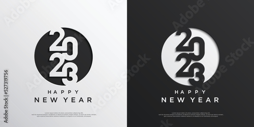 Obraz na płótnie happy new year 2023 with black and white numbers