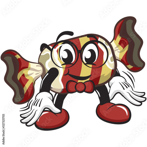 candy character mascot illustration vector with glasses