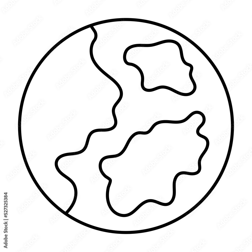 Globe earth cartoon line icon.