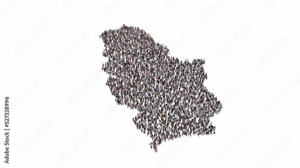 Crowd of people gather to form the county of Serbia Loop from frame 76 Crowd of people gather to form the county of Serbia Loop from frame 76