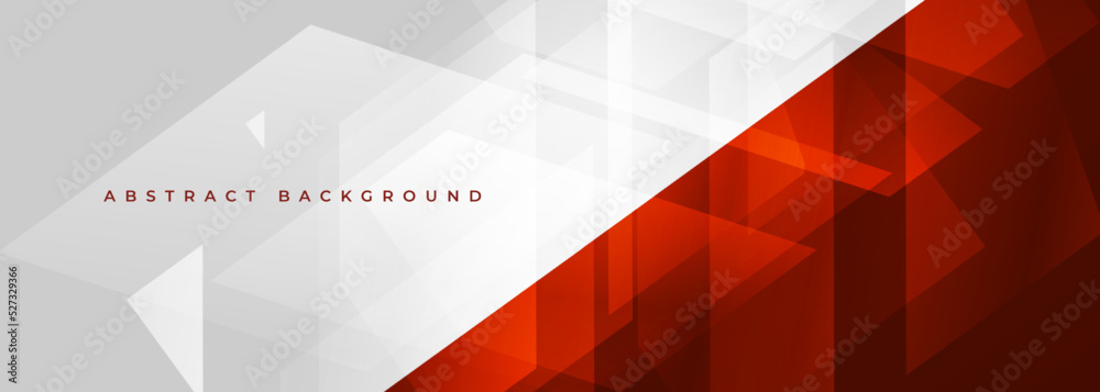 White and red wide abstract background with geometric shapes. Red and white modern abstract banner or email signature backdrop. Vector illustration - obrazy, fototapety, plakaty 