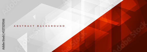 White and red wide abstract background with geometric shapes. Red and white modern abstract banner or email signature backdrop. Vector illustration