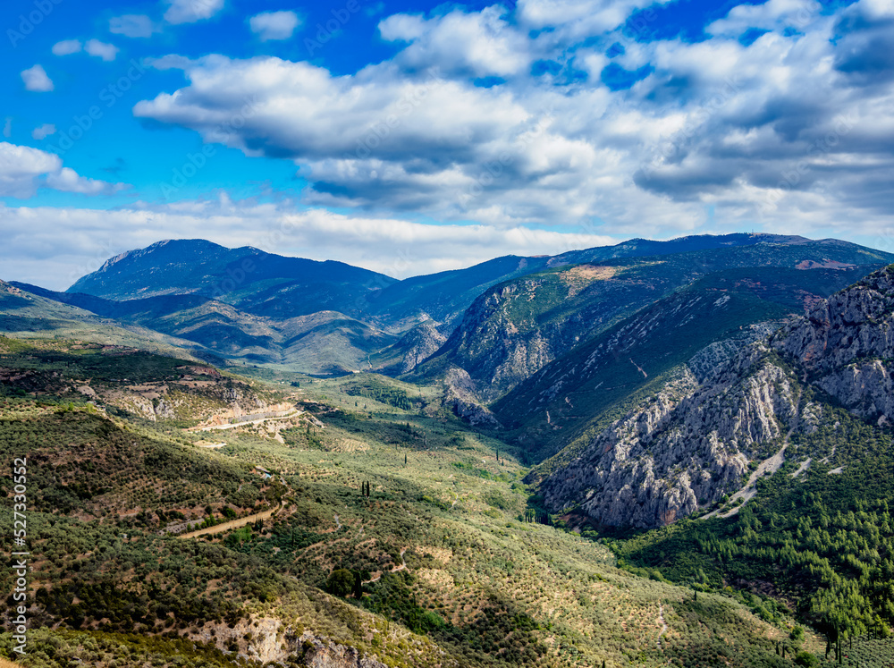 Fototapeta premium Landscape of the Pleistos River Valley, Delphi, Phocis, Greece