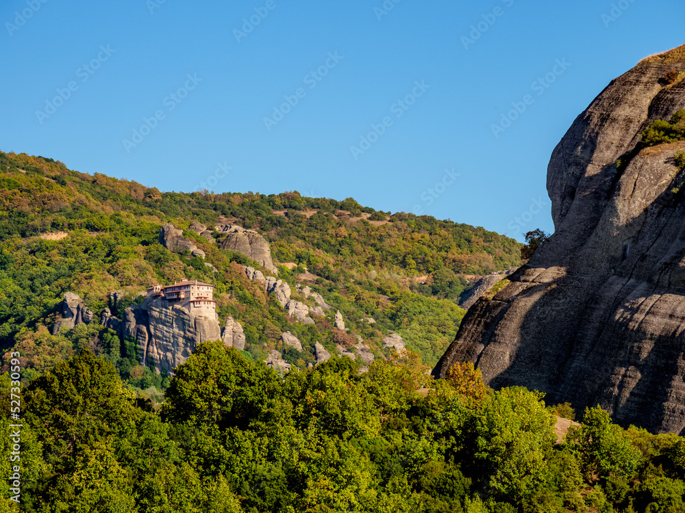 View towards the Monastery of Rousanou, Meteora, Thessaly, Greece View towards the Monastery of Rousanou, Meteora, Thessaly, Greece