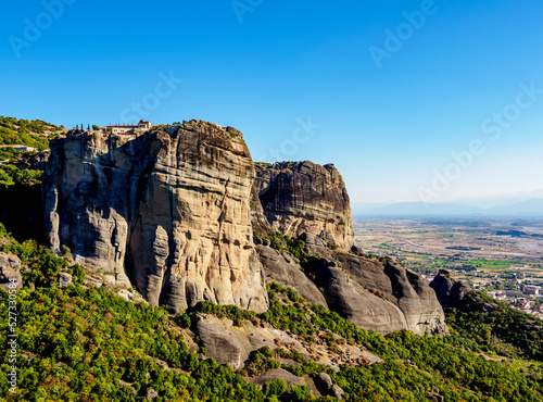 View towards the Monastery of the Holy Trinity, Meteora, Thessaly, Greece