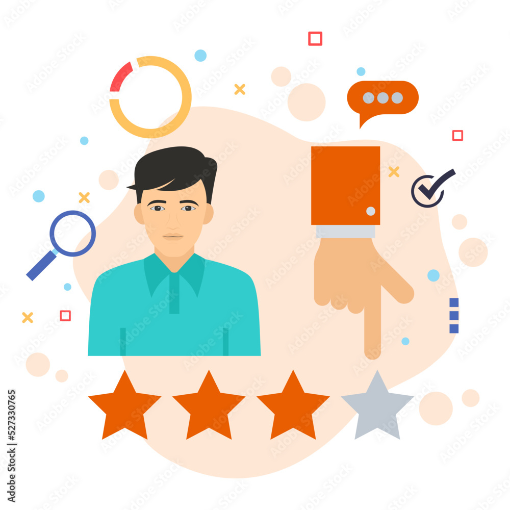 employee performance review and rating concept, hrm symbol, business ...