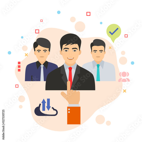 Recommendation for Hire Vector color Icon Design, Hiring Process Design, hr sign, Business Character stock illustration, Finding right Talent Concept, hrm symbol, 