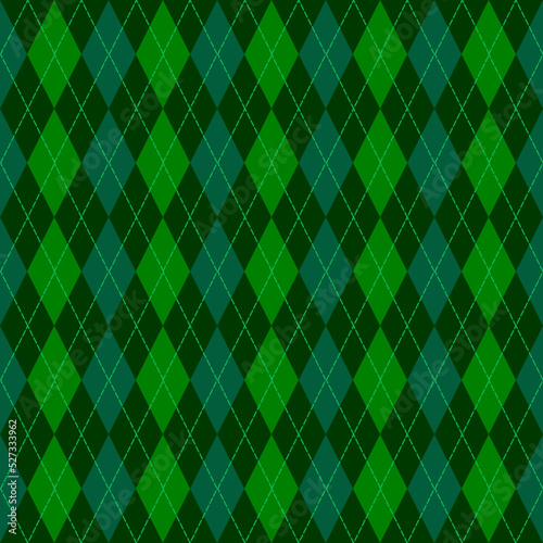 green seamless geometric pattern with argyle Background