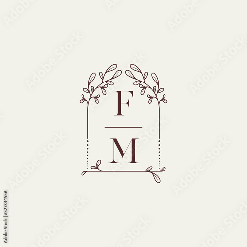 FM old window shape wedding initial logo